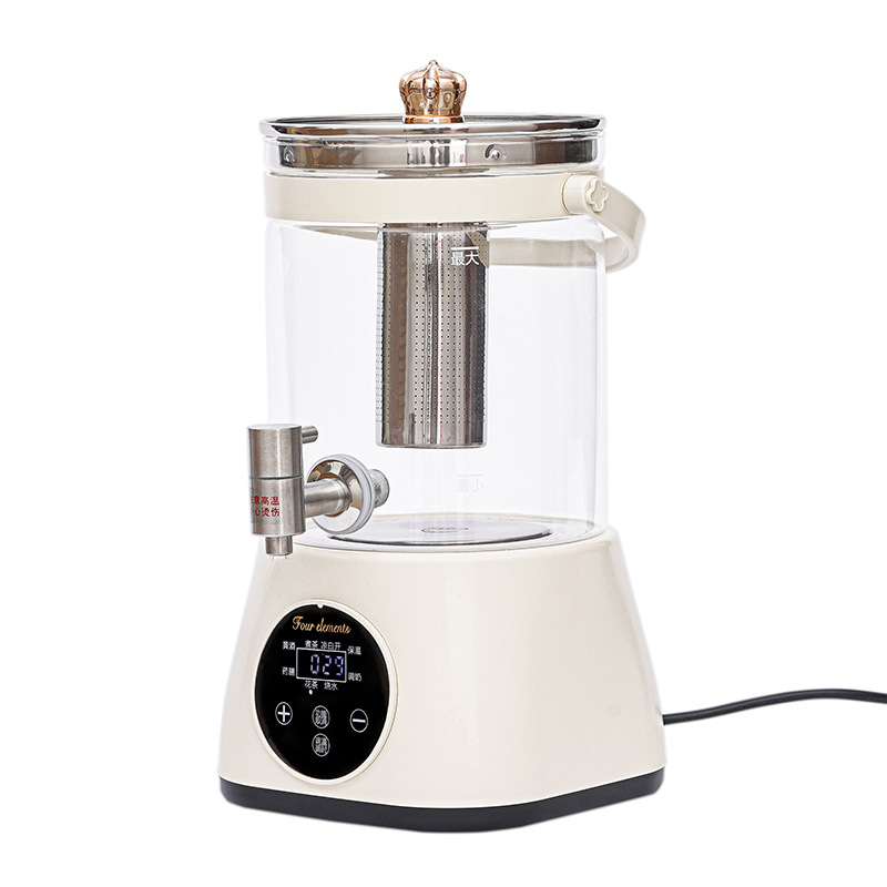 Zdravstveni čajnik s podešavajućom temperaturom, kapacitet 3–4 L, tijelo od borosilikatnog stakla, unutarnja staklena posuda, mikroprocesorsko upravljanje, elektronički termostat