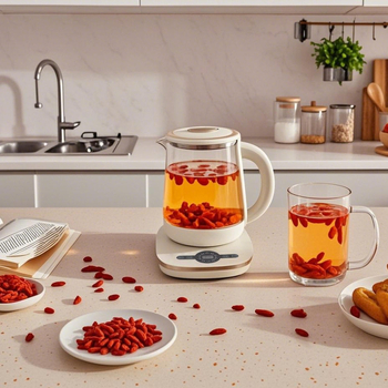 Pot sănătate din sticlă pentru ceai, capacitate 1.8 L, corp din sticlă borosilicat, 800W, 220V, control prin atingere