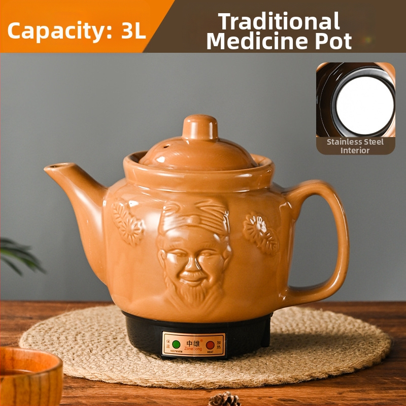 FUFUXIONG Ffx-105 Električni dekocijski lonac za tradicionalnu kinesku medicinu, tijelo od ljubičaste pijeska, keramički unutarnji spremnik, 2–3 L, 220 V, 300–350 W