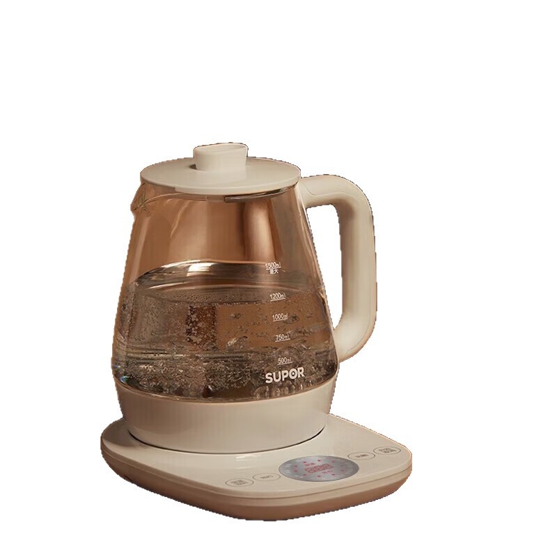 Supor Health Pot 1.5L ηλεκτρικός βραστήρας με διπλή μόνωση, ψηφιακό θερμοστάτη και μικροϋπολογιστή ελέγχου, εσωτερικό γυάλινο δοχείο