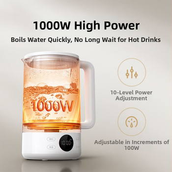 S1 egészség kanna teakezeléshez, magas boroszilikát üvegből készült testtel, belső üveg tartállyal, kapacitás 1,5–2 l, 220 V, 1000 W+