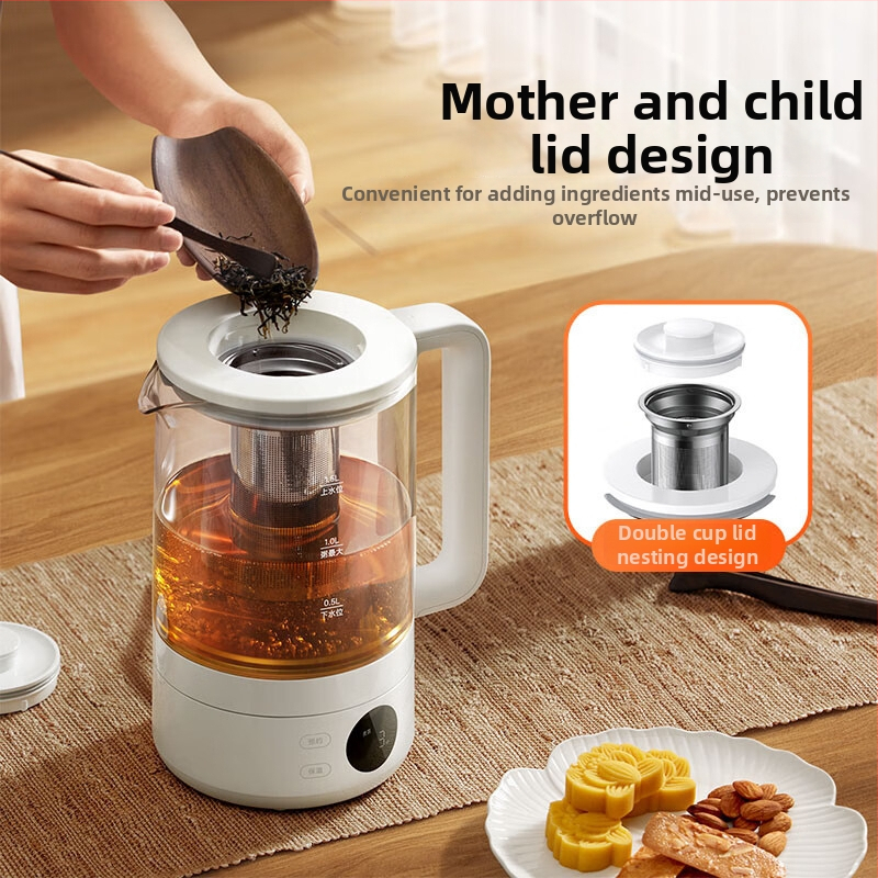 S1 egészség kanna teakezeléshez, magas boroszilikát üvegből készült testtel, belső üveg tartállyal, kapacitás 1,5–2 l, 220 V, 1000 W+