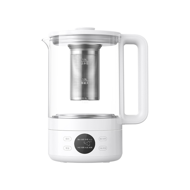 S1 egészség kanna teakezeléshez, magas boroszilikát üvegből készült testtel, belső üveg tartállyal, kapacitás 1,5–2 l, 220 V, 1000 W+