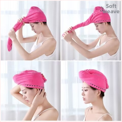 Hair Towel Bath Cap 02 | Mäkké absorbčné chemické vlákno; 150D vlákna; Cut Pile tkanie; hmotnosť 80–99 g; vlastné spracovanie