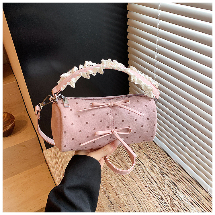 Haonna Παιδική καμβά bucket τσάντα – πουά μοτίβο, crossbody, παιδικό και γλυκό στυλ