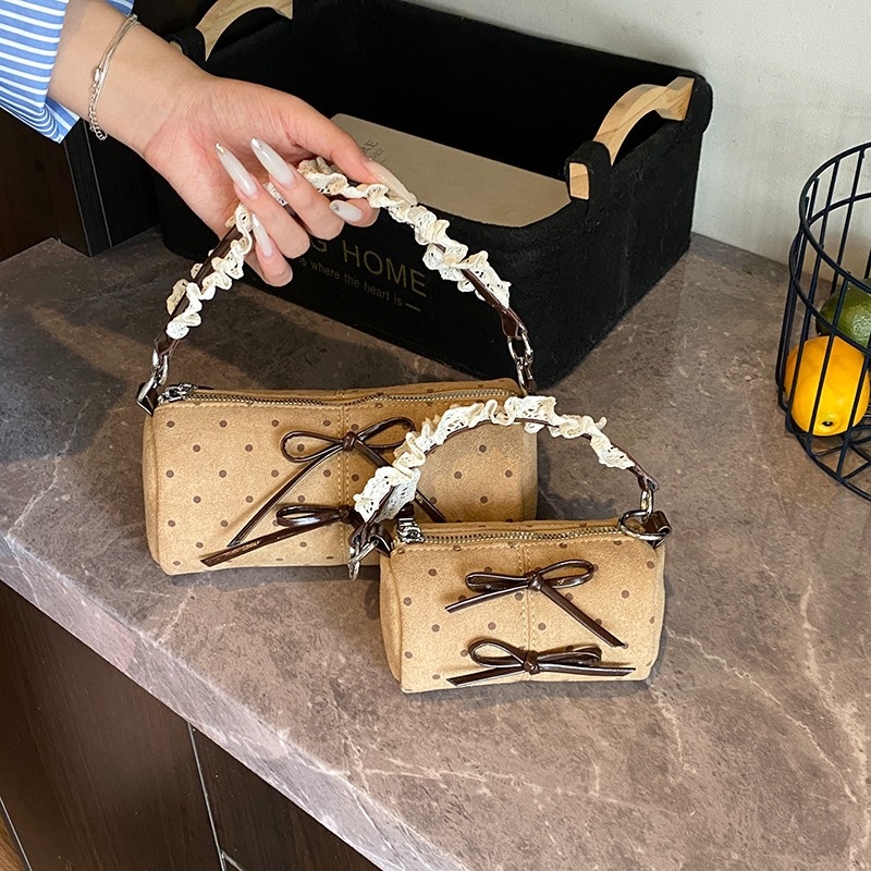 Haonna Παιδική καμβά bucket τσάντα – πουά μοτίβο, crossbody, παιδικό και γλυκό στυλ