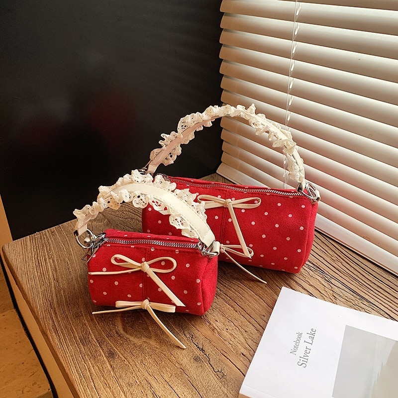 Haonna Παιδική καμβά bucket τσάντα – πουά μοτίβο, crossbody, παιδικό και γλυκό στυλ