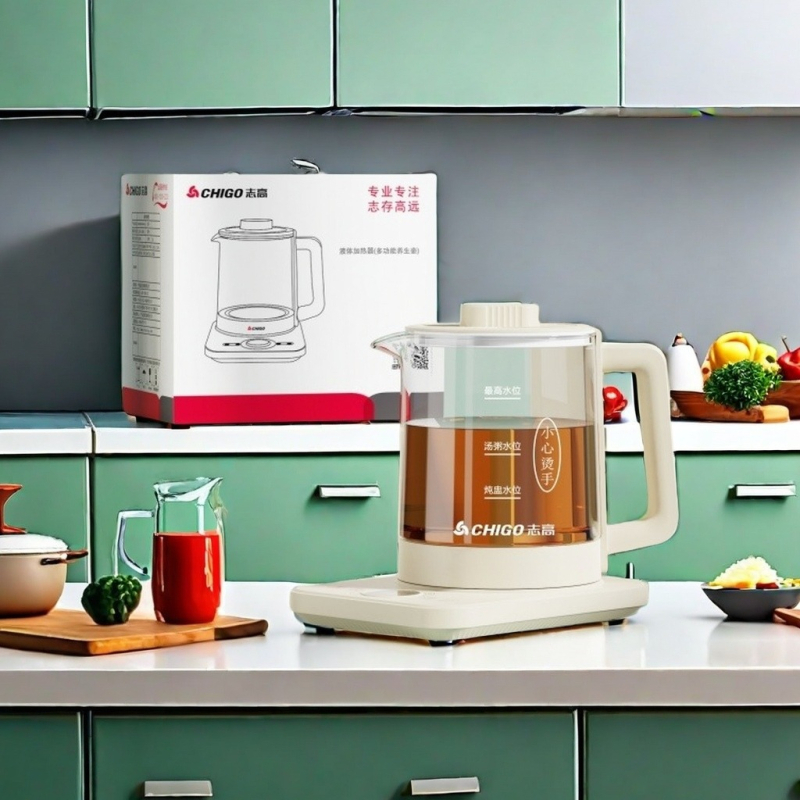 Egészség teáskanna üveges kivitelben, teljesen automata, digitális termosztáttal, 1,5–2 L, 220 V, 500–1000 W, modell YSH002, virágtea készítésére és főzethez