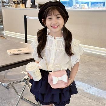 Geantă de umăr PU pentru fetițe, pentru grădiniță — rezistentă la uzură, căptușeală din poliester, model monocrom, toamna 2024