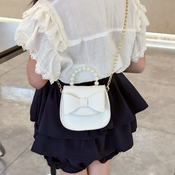 Geantă de umăr PU pentru fetițe, pentru grădiniță — rezistentă la uzură, căptușeală din poliester, model monocrom, toamna 2024