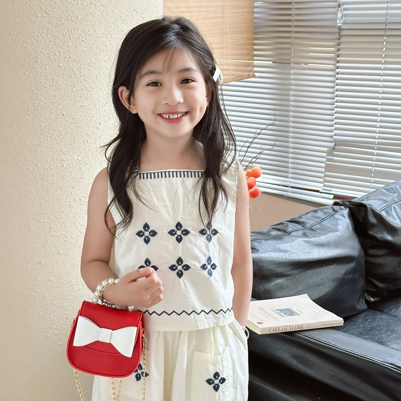 Geantă de umăr PU pentru fetițe, pentru grădiniță — rezistentă la uzură, căptușeală din poliester, model monocrom, toamna 2024