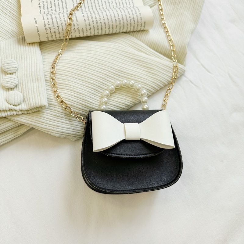 Geantă de umăr PU pentru fetițe, pentru grădiniță — rezistentă la uzură, căptușeală din poliester, model monocrom, toamna 2024