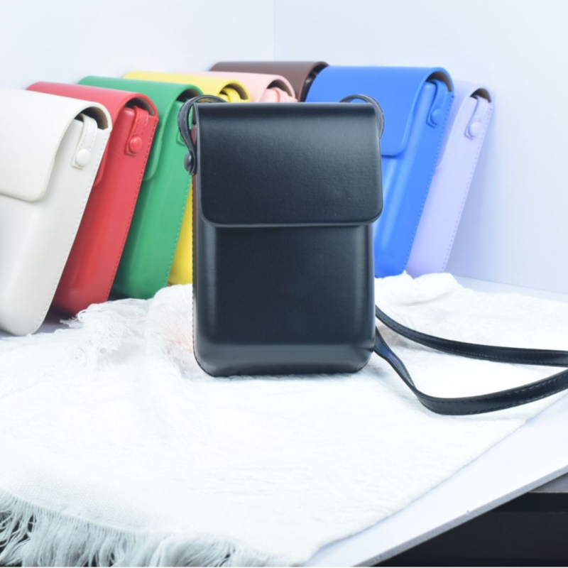 Huaxu PU telefon táska keresztpántos, városi egyszerű stílus, vízszintes négyszögletes forma, záras nyitás