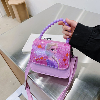 Τσάντα πριγκίπισσας από PU δέρμα με σχέδιο καρτούν, αναπνεύσιμος σχεδιασμός, επένδυση πολυεστέρα, τσάντα ώμου