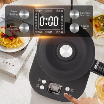 Elektromos egészséges teáskanna boroszilikát üveggel, elektronikus termosztáttal, 1–1,5 L kapacitás, 500–1000 W, foglalási időzítő, 4–5 fő részére