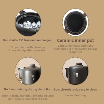 Hagyományos kínai gyógyászati decoction edény elektromos, kerámia test, üveg belső tartály, 220V, 600W, modell JYC4002