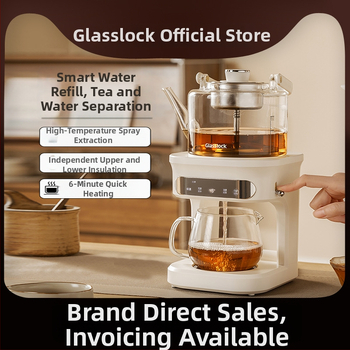 Glasslock čajnik s parnom infuzijom, 1 L, potpuno automatiziran, višenamjenski