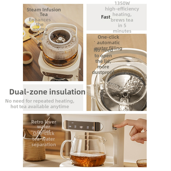 Glasslock čajnik s parnom infuzijom, 1 L, potpuno automatiziran, višenamjenski