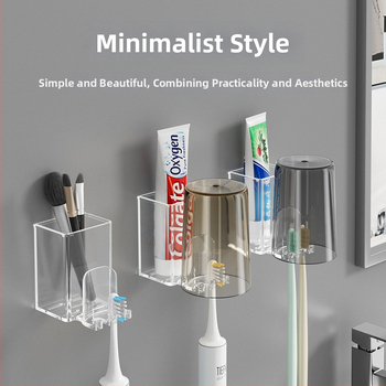 Fali akril fogkefetartó, műanyagból, 2 rekesz, testreszabható, adagoló nélkül