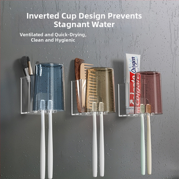 Fali akril fogkefetartó, műanyagból, 2 rekesz, testreszabható, adagoló nélkül