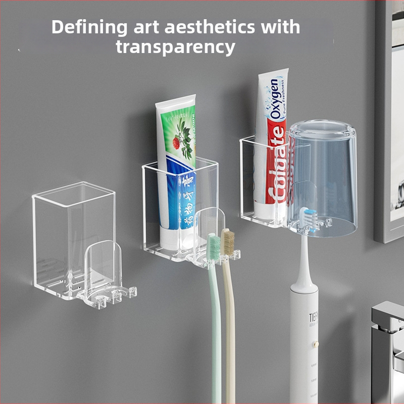 Fali akril fogkefetartó, műanyagból, 2 rekesz, testreszabható, adagoló nélkül