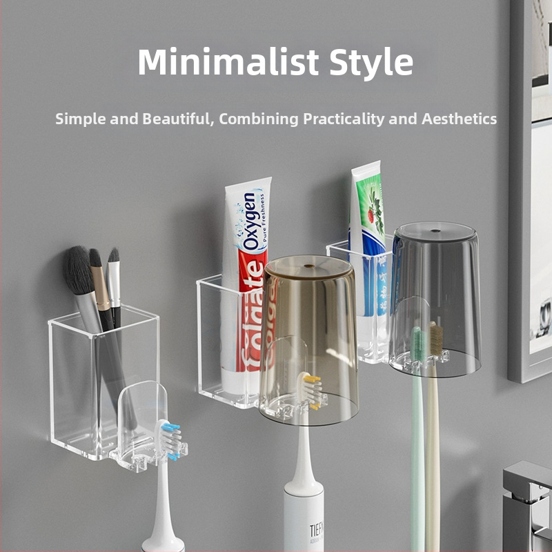 Fali akril fogkefetartó, műanyagból, 2 rekesz, testreszabható, adagoló nélkül