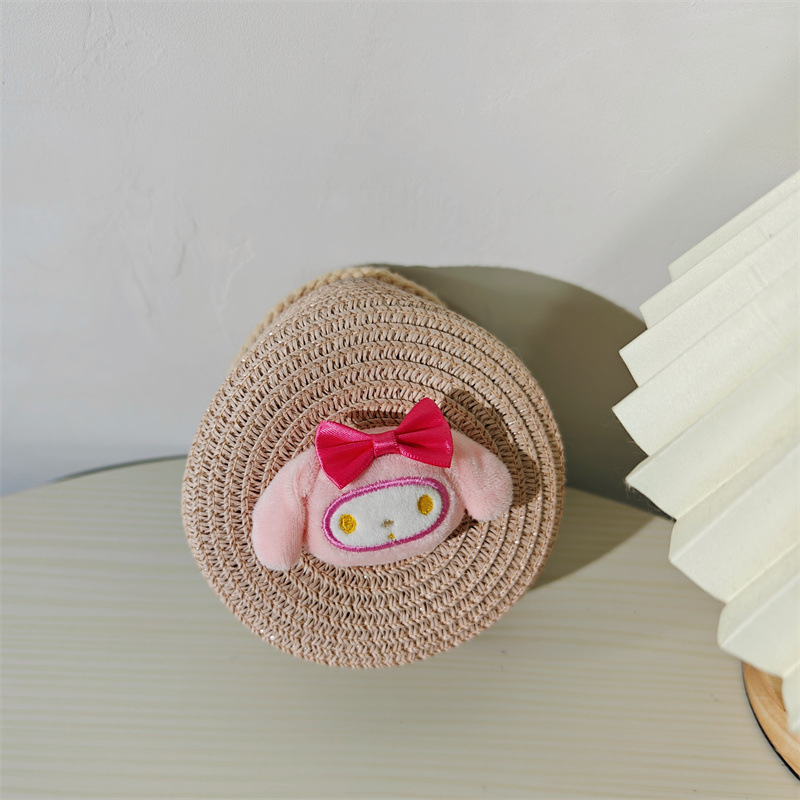 Dječja okrugla torba od slame s crtanim životinjama za svakodnevnu upotrebu