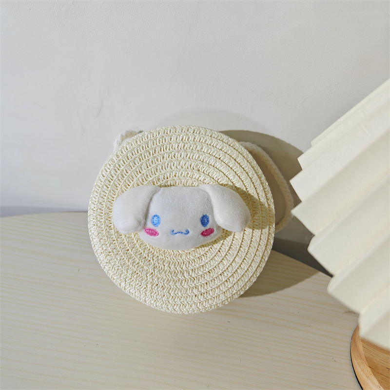 Dječja okrugla torba od slame s crtanim životinjama za svakodnevnu upotrebu