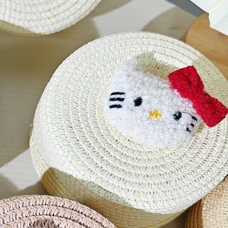 Dječja okrugla torba od slame s crtanim životinjama za svakodnevnu upotrebu