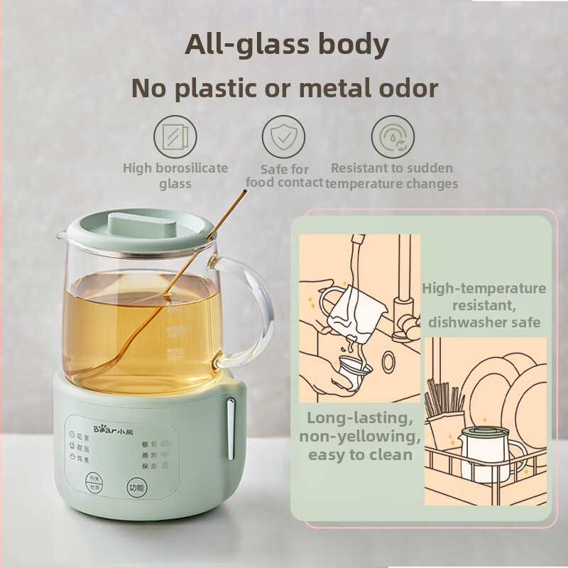 Health pot Teddy Bear YSH-F04E1, test boroszilikát üvegből, kapacitás 1 L vagy kevesebb, 220V, 500W