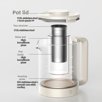 Xiaomi Mijia Health Pot S2, 1-1,5 L, keramikus belső tartály, üveg test, 500-1000 W, 220 V, érintéses vezérlés