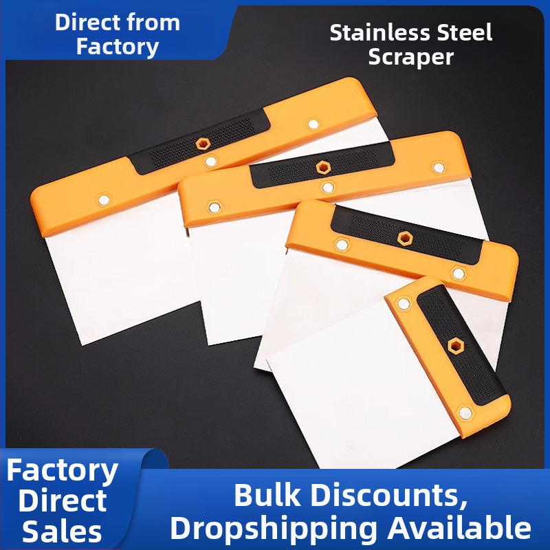 Rozsdamentes acél kaparó és glettelő kés falakhoz – lapos élű penge, strapabíró, többfunkciós eszköz