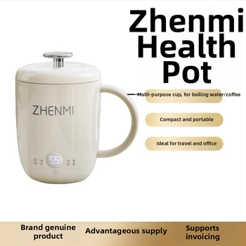 Zhenmi Egészség Teáskanna – Hordozható egy személyre szóló teakeverő, rozsdamentes acél test, 300W, Kapacitás <1 L, Digitális termosztát, érintéses vezérlés, levehető fedél