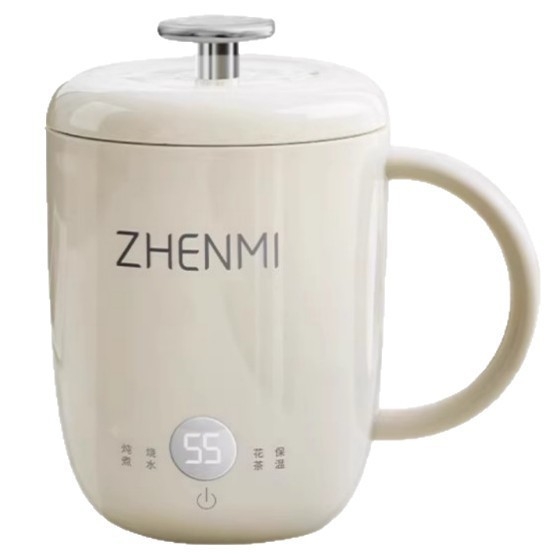 Zhenmi Egészség Teáskanna – Hordozható egy személyre szóló teakeverő, rozsdamentes acél test, 300W, Kapacitás <1 L, Digitális termosztát, érintéses vezérlés, levehető fedél