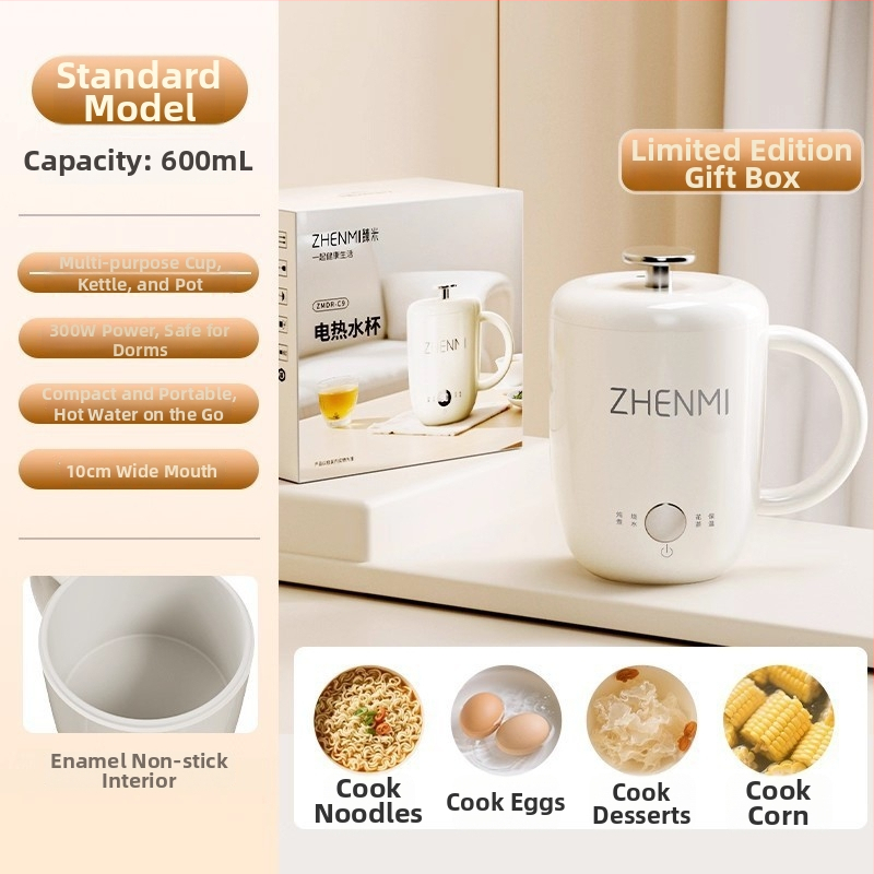 Zhenmi Egészség Teáskanna – Hordozható egy személyre szóló teakeverő, rozsdamentes acél test, 300W, Kapacitás <1 L, Digitális termosztát, érintéses vezérlés, levehető fedél