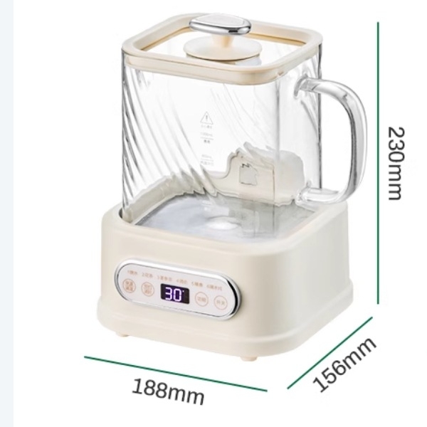 BASSENS BS-D1plus Stakleni čajnik za zdravlje, 1 L, Elektronički termostat, Mikroračunalno upravljanje, 220V, 500–1000W