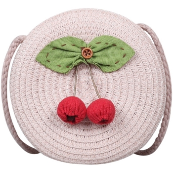 Geantă circulară din paie pentru fete, model fructe, portofel pentru monede, stil coreean