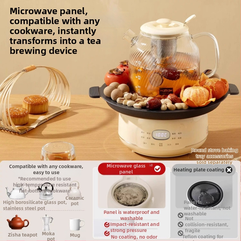 Ceainic de sănătate pentru ceai, capacitate ≤1 L, 220V, 300–350W, vas interior ceramic cu control tactil de microcomputer, menținere automată a temperaturii