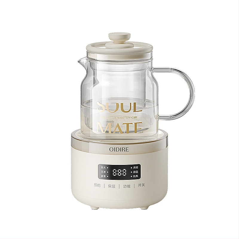 OIDIRE Oală de sănătate din sticlă integrală pentru birou, mini model, control prin microcomputer, corp din sticlă borosilicat, 220V, 360W, interior din sticlă