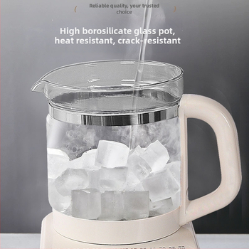 Oală semicirculară de sănătate pentru ceai și decocturi, multifuncțională, temperatură constantă, corp din sticlă borosilicat, 1,5–2 L, 220V, 300–350W