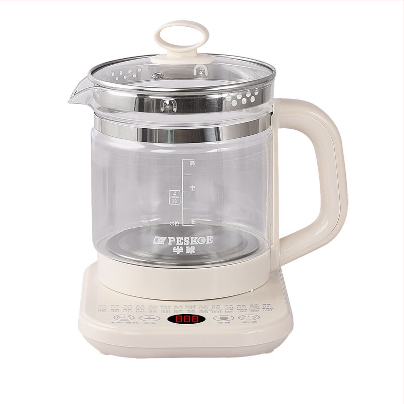 Oală semicirculară de sănătate pentru ceai și decocturi, multifuncțională, temperatură constantă, corp din sticlă borosilicat, 1,5–2 L, 220V, 300–350W