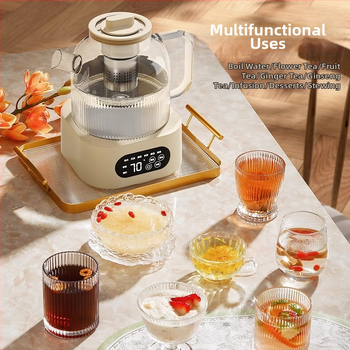 Ceainic KH-1826 pentru sănătate, corp din sticlă, 1200ml, 220V, 500W, Termostat Digital