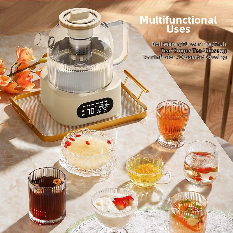 Ceainic KH-1826 pentru sănătate, corp din sticlă, 1200ml, 220V, 500W, Termostat Digital