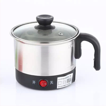 Електрическа тенджера за готвене с неръждаема стомана вътрешна камера; портативна за 1 човек; капацитет 2 л или по-малко; механичен контрол с бутони; бърза пара; подходяща за кипване на вода и готвене на нудели