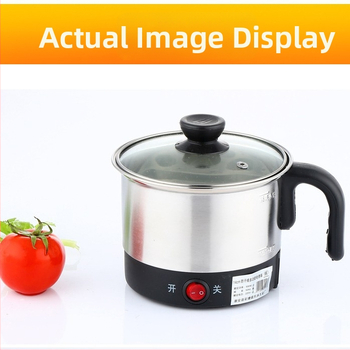 Електрическа тенджера за готвене с неръждаема стомана вътрешна камера; портативна за 1 човек; капацитет 2 л или по-малко; механичен контрол с бутони; бърза пара; подходяща за кипване на вода и готвене на нудели