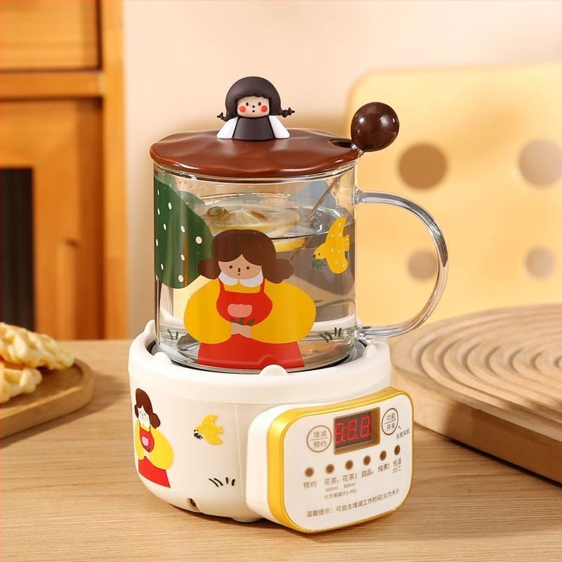 Ceainic mini pentru o singură persoană — vas interior ceramic, termostat cu expansiune a lichidului, 220V, 300–350W, capacitate până la 1 L