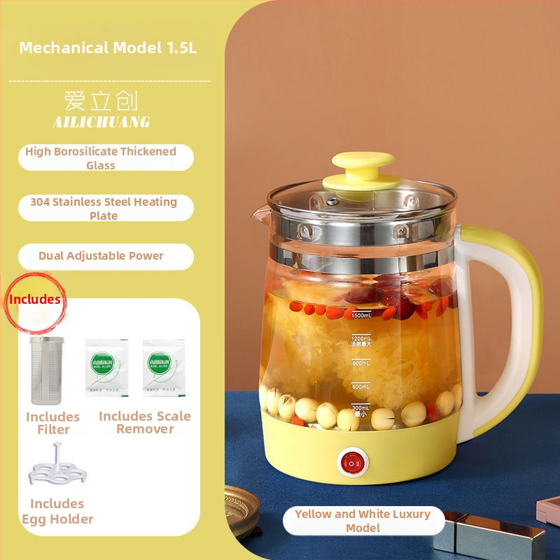 Health Pot YS-02, capacitate 1.5-2L, corp din lut Zisha, vas interior ceramic, 220V 300-350W
