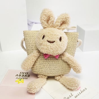 Szalmából készült keresztpántos táska gyerekeknek – rajzfilm rovar minta, gyerekbarát aranyos stílus, Gilatu