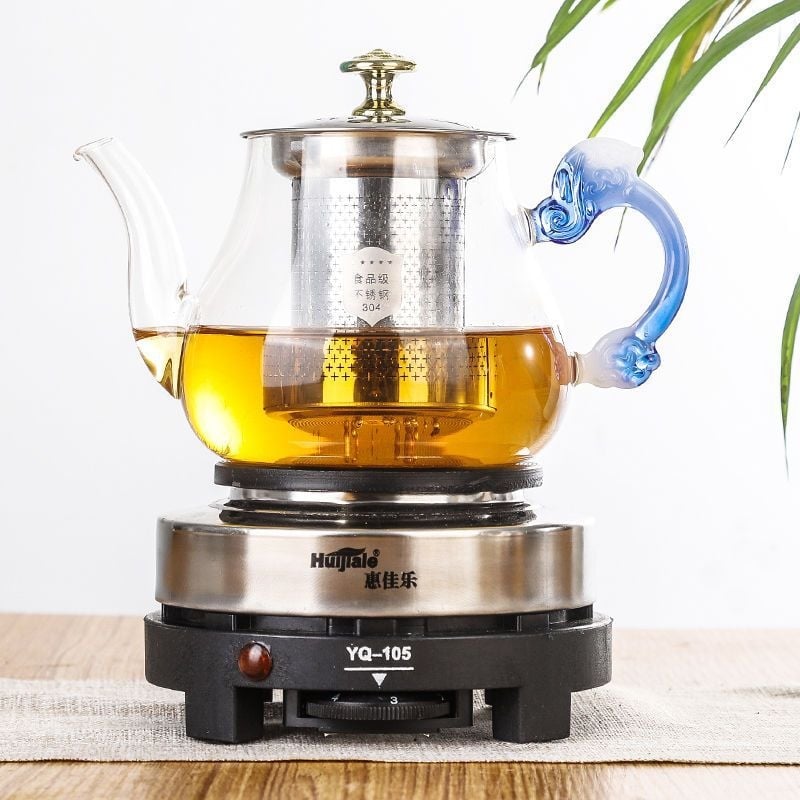 Ceainic electric pentru ceai, cu ceainic din sticlă și rezervor interior ceramic, capacitate până la 1 L, 220V, 300–350W
