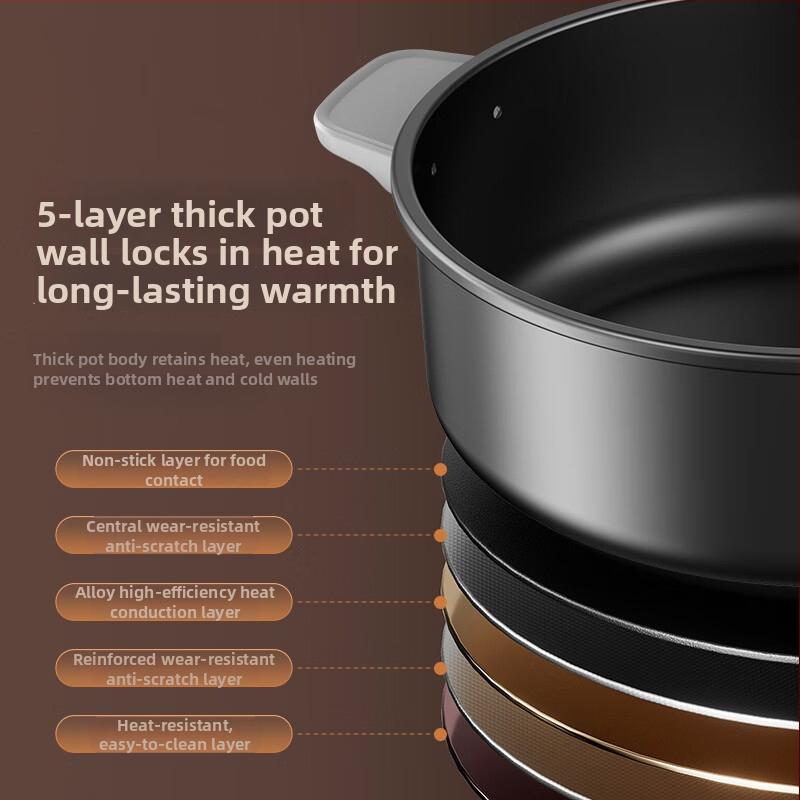Bear elektrický hot pot pre domáce použitie, odnímateľný a umývateľný vnútorný hrniec, 1800W, vhodný pre 5–8 porcií